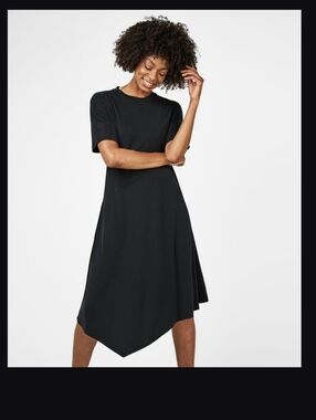 Sweaty Betty Black Short-Sleeve Asymmetric Hem Dress Midi